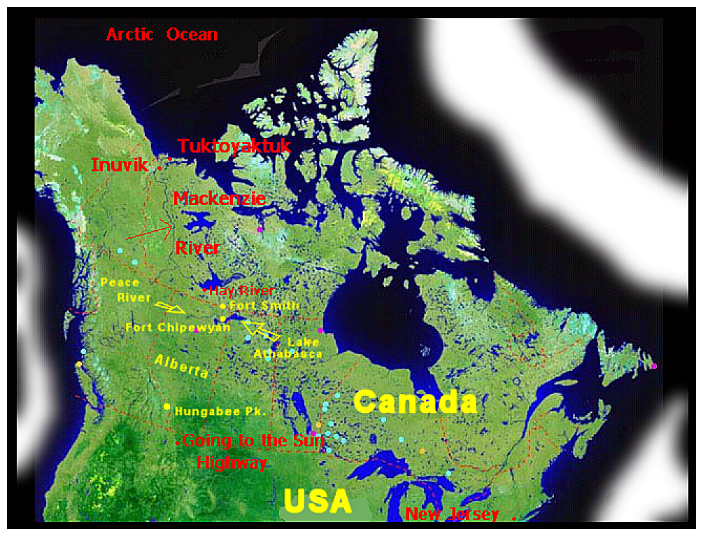 map: focal points of mj lorenzo's
        1970-71 remaking trip